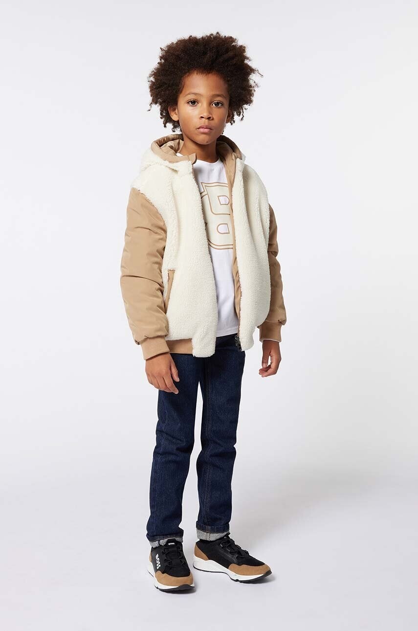 Detská obojstranná bunda BOSS béžová farba, J51203