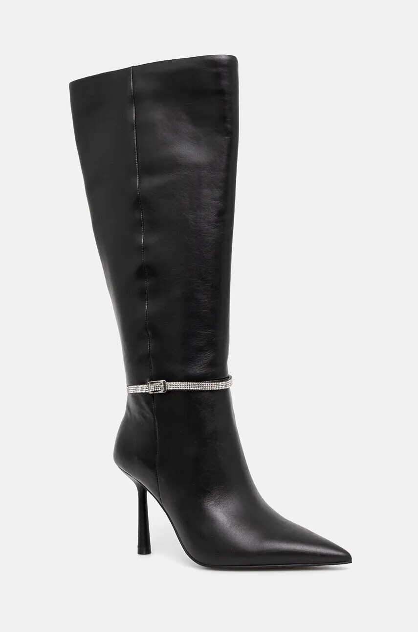 Vysoké čižmy Steve Madden Abbey RD-R dámske, čierna farba, na vysokom podpätku, SM11003360