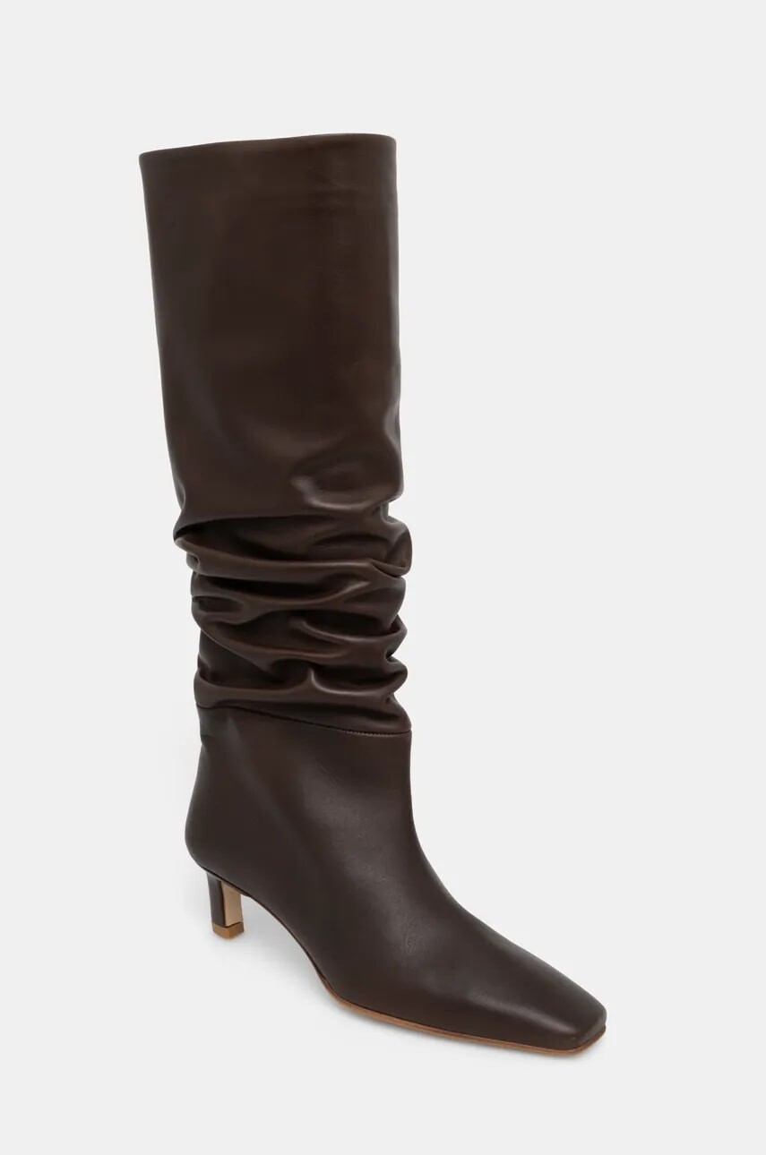 Kožené čižmy Alohas Kalila dámske, hnedá farba, na vysokom podpätku, S100549-02