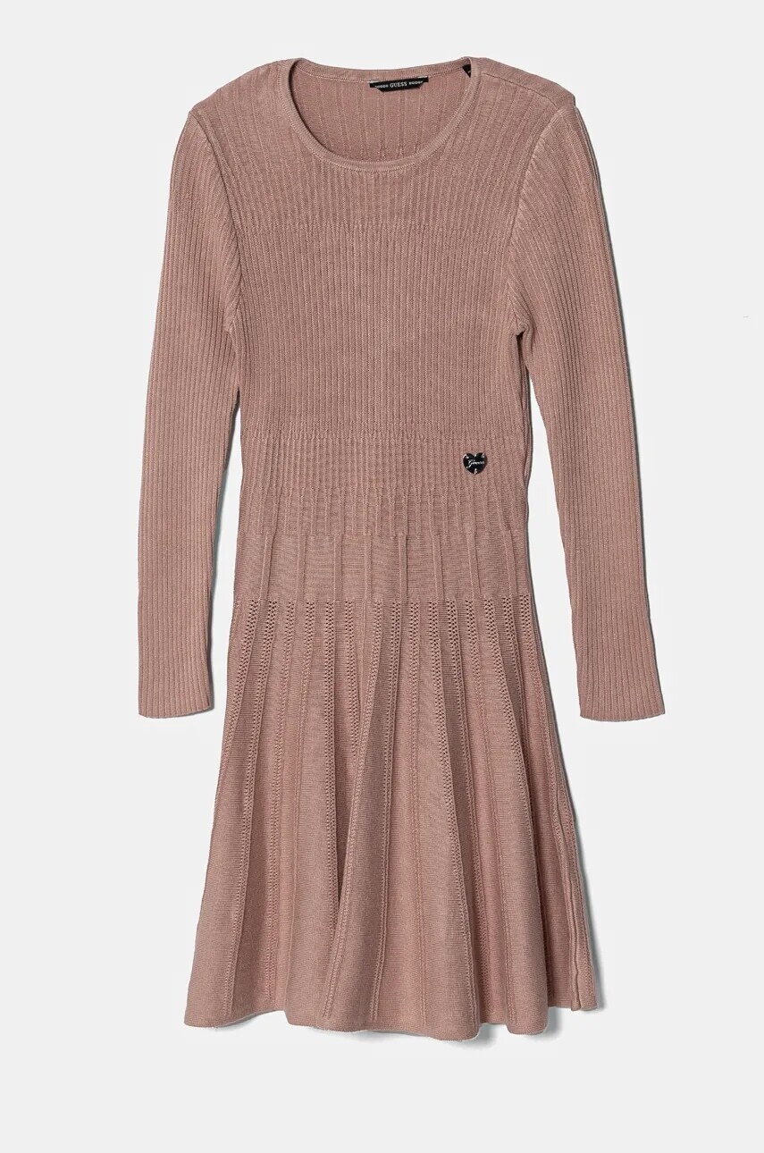 Dievčenské šaty Guess ružová farba, midi, áčkový strih, J4YK30 Z2YJ2