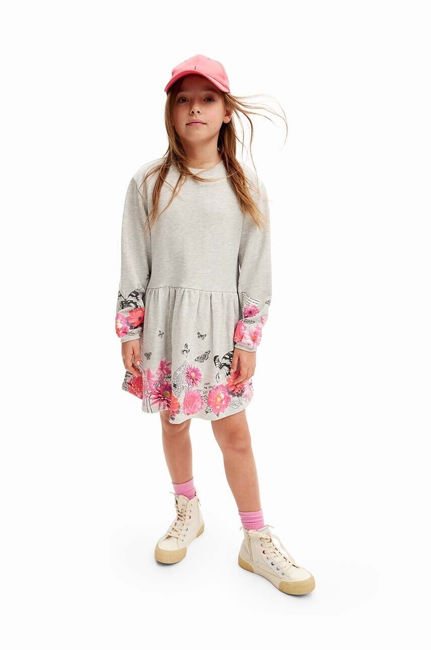 Dievčenské šaty Desigual béžová farba, mini, áčkový strih, 24WGVK09
