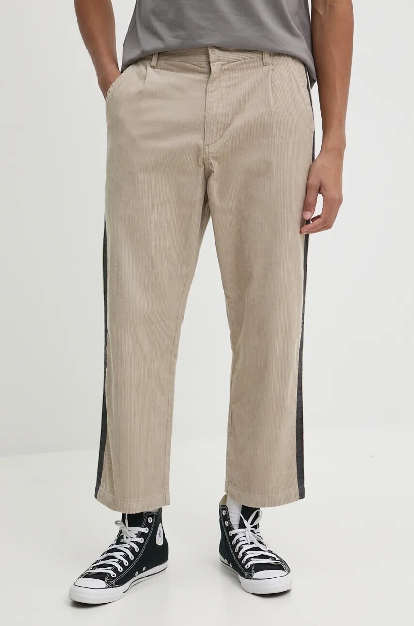 Menčestrové nohavice Quiksilver Roller Line Pant béžová farba, strih chinos, EQYNP03305