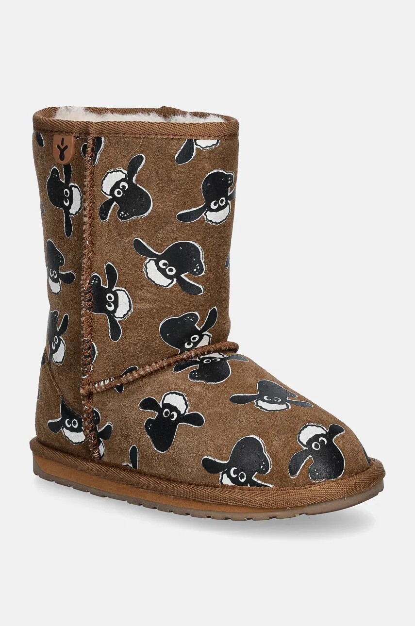 Detské semišové snehule Emu Australia Shaun The Sheep Print hnedá farba, K13107