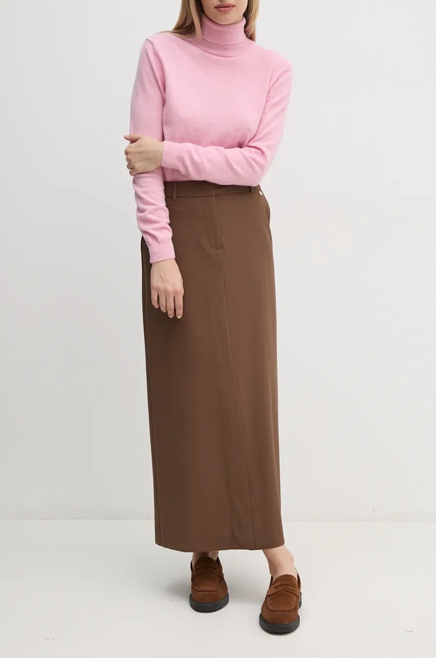 Sukňa Mos Mosh hnedá farba, maxi, rovný strih, 166310