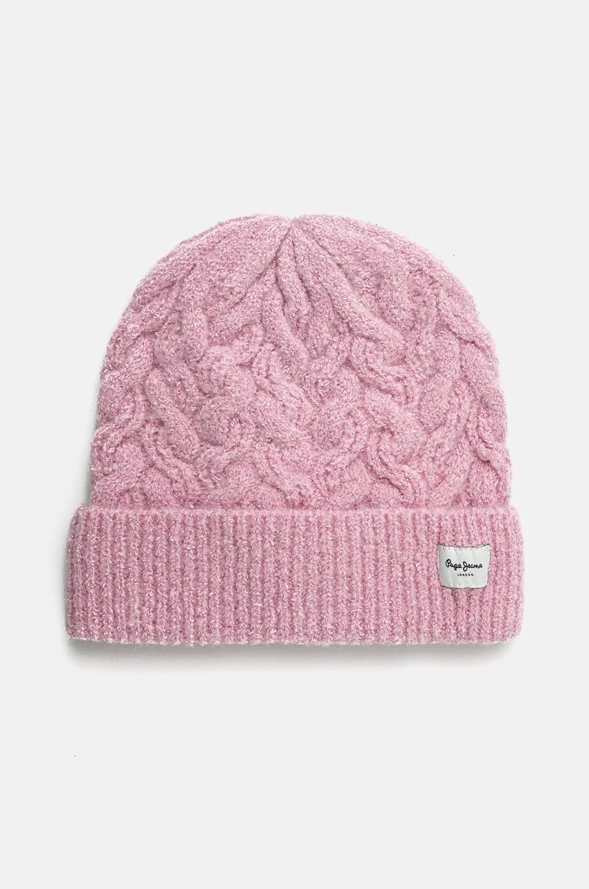 Detská čiapka Pepe Jeans ZAIDA HAT ružová farba biela, z hrubej pleteniny, PG040242