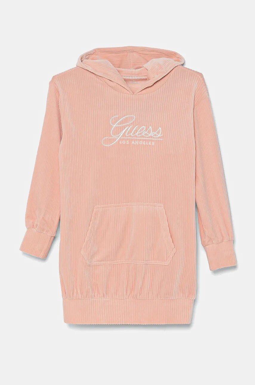 Dievčenské šaty Guess ružová farba, midi, rovný strih, K4BK12 KCH92
