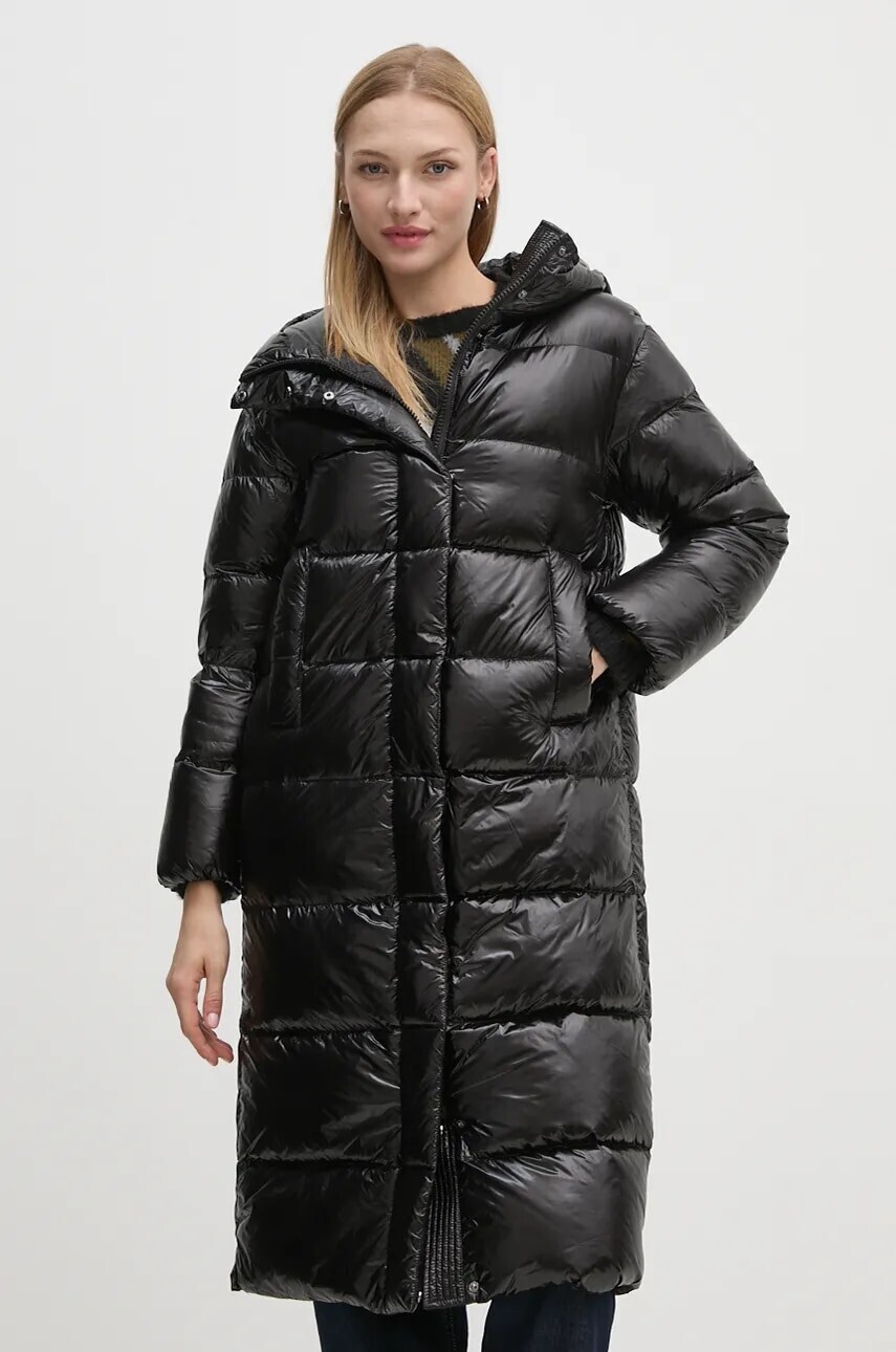 Páperová bunda Hetrego TARA dámska, čierna farba, zimná, oversize, 8N728