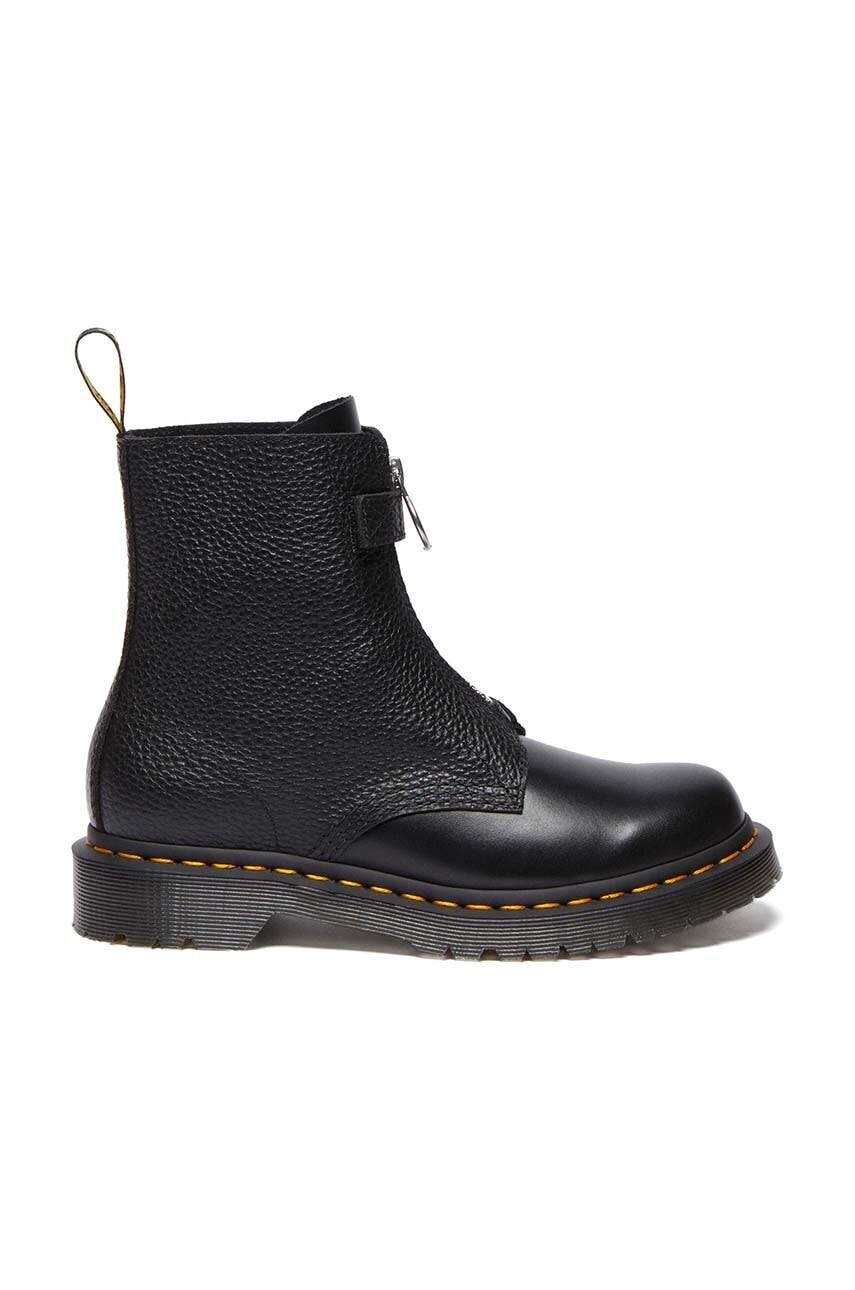 Kožené členkové topánky Dr. Martens 1460 Pascal Frnt Zip dámske, čierna farba, na plochom podpätku, DM32054001