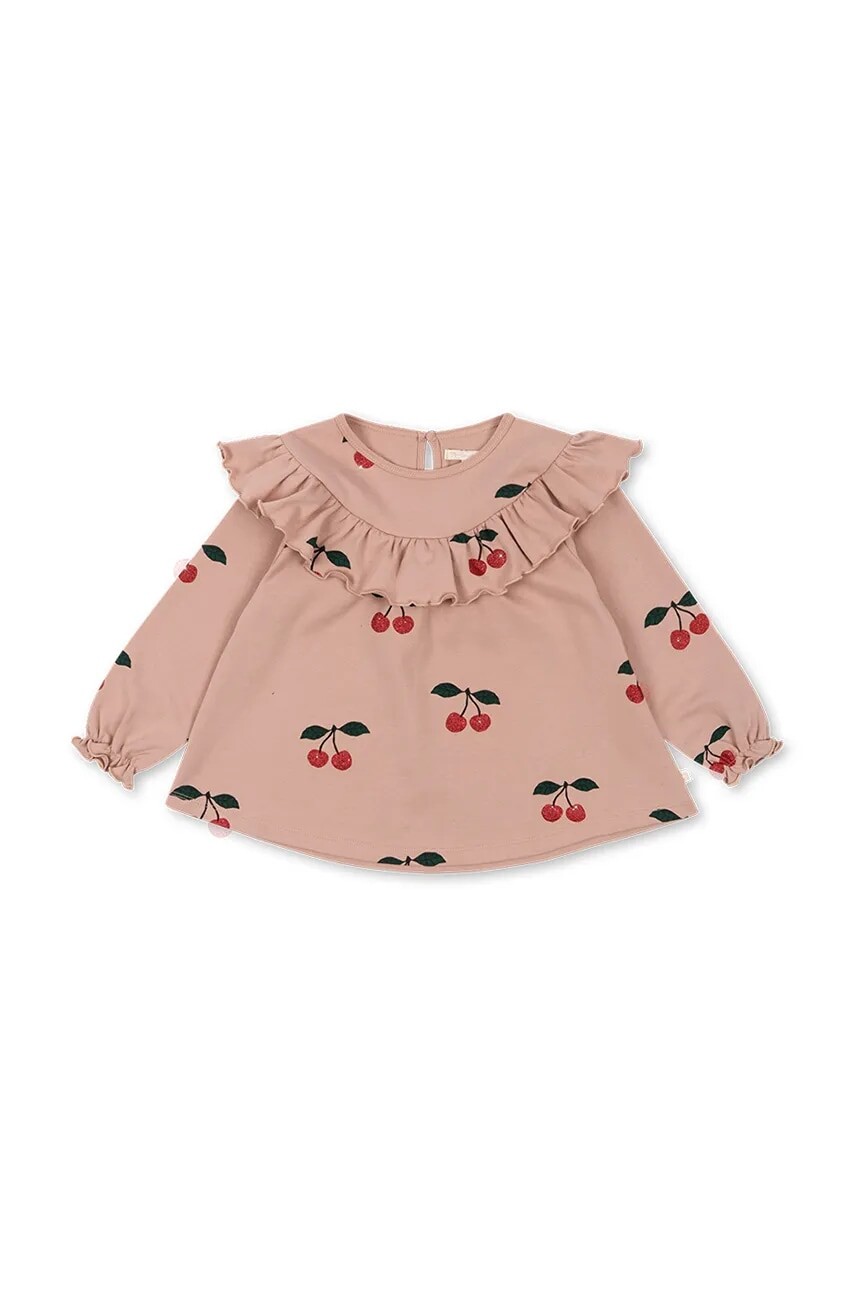 Detská bavlnená blúzka Konges Sløjd MALLI GLITTER BLOUSE GOTS ružová farba, vzorovaná, KS101791