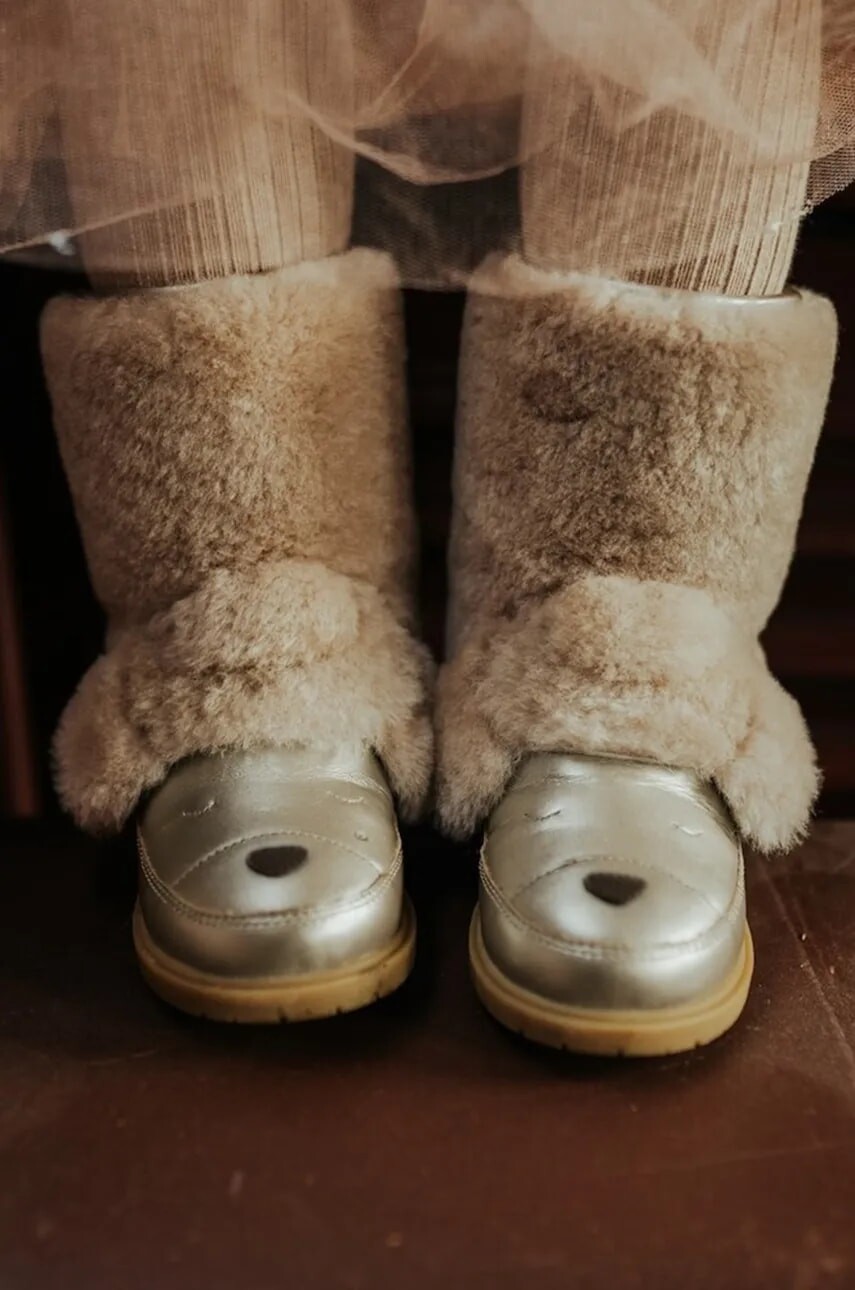 Detské zimné kožené topánky Donsje Wadudu Exclusive Boots Poodle béžová farba, 2022121