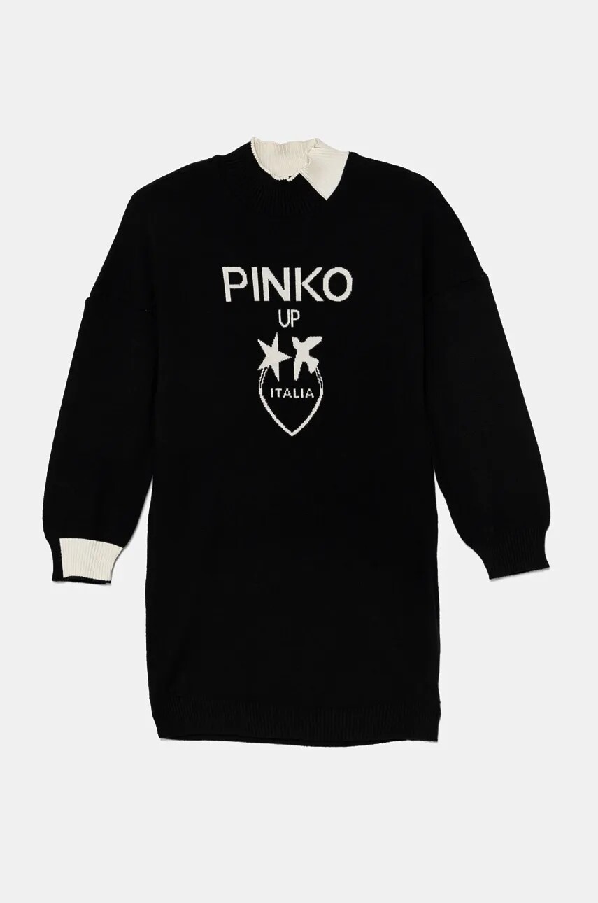 Dievčenské šaty Pinko Up čierna farba, mini, rovný strih, F4PIJGDR088