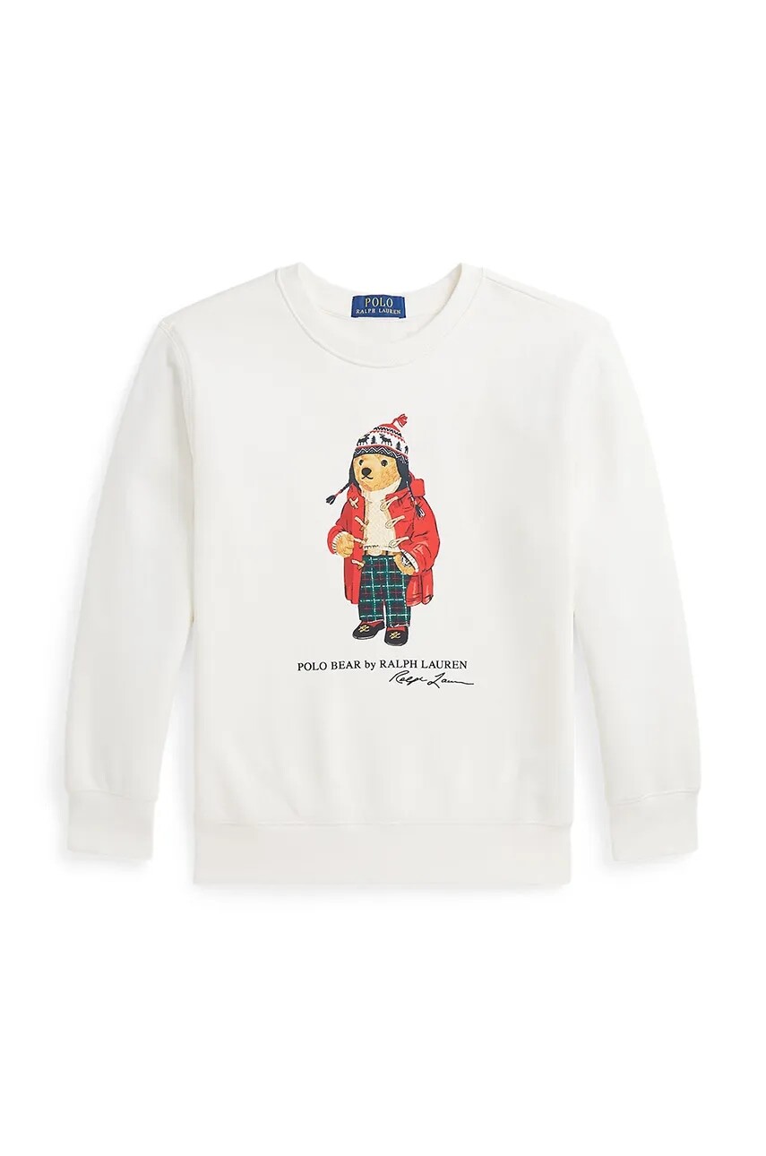 Detská mikina Polo Ralph Lauren biela farba, s potlačou, 323960439002
