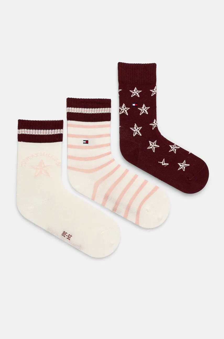 Detské ponožky Tommy Hilfiger 3-pak bordová farba, 701229875