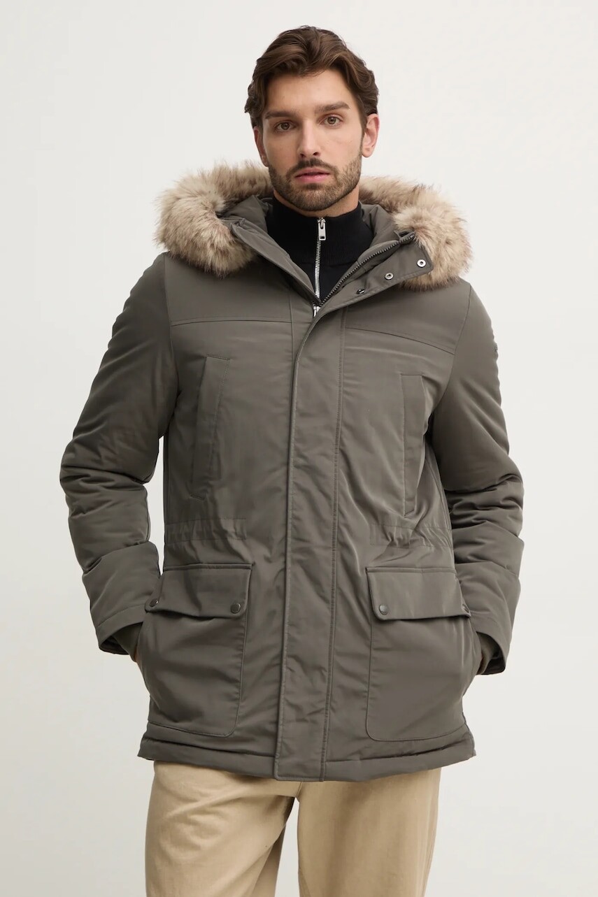 Bunda Geox pánska, zelená farba, zimná, M4628F-T3148-F3269