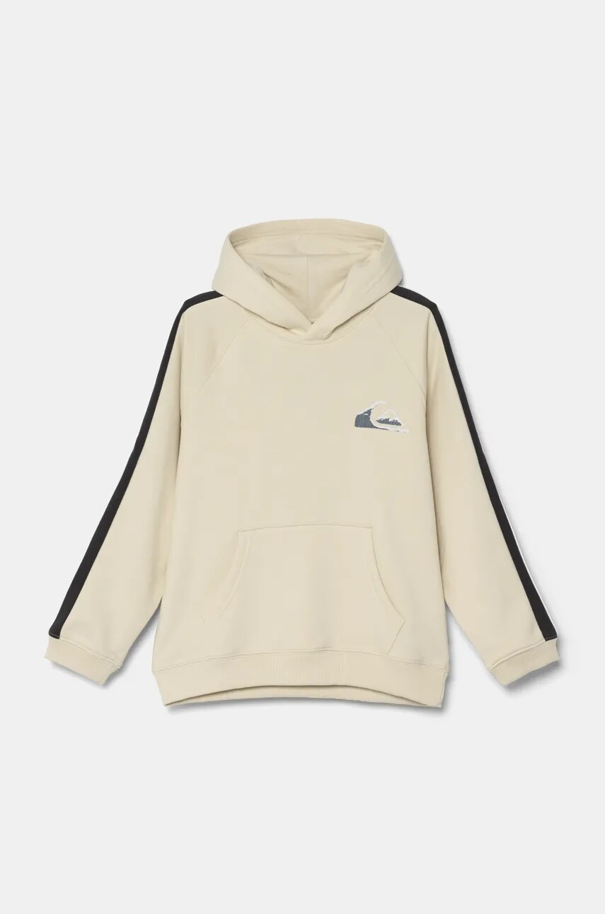 Detská mikina Quiksilver GRAYLING HOODIE béžová farba, s kapucňou, vzorovaná, EQBFT03894