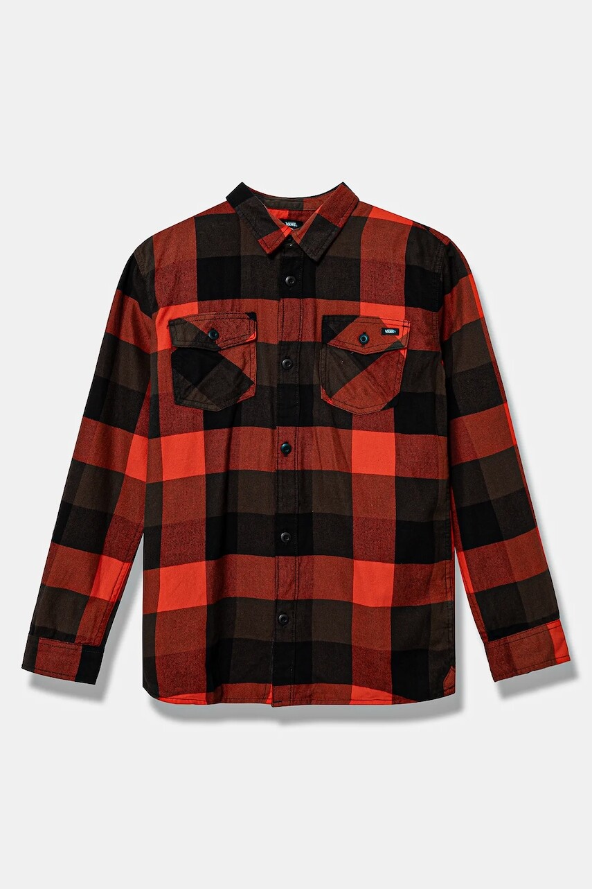 Detská bavlnená košeľa Vans BOX FLANNEL CLASSIC WOVEN BY červená farba, VN000JG5DRF1
