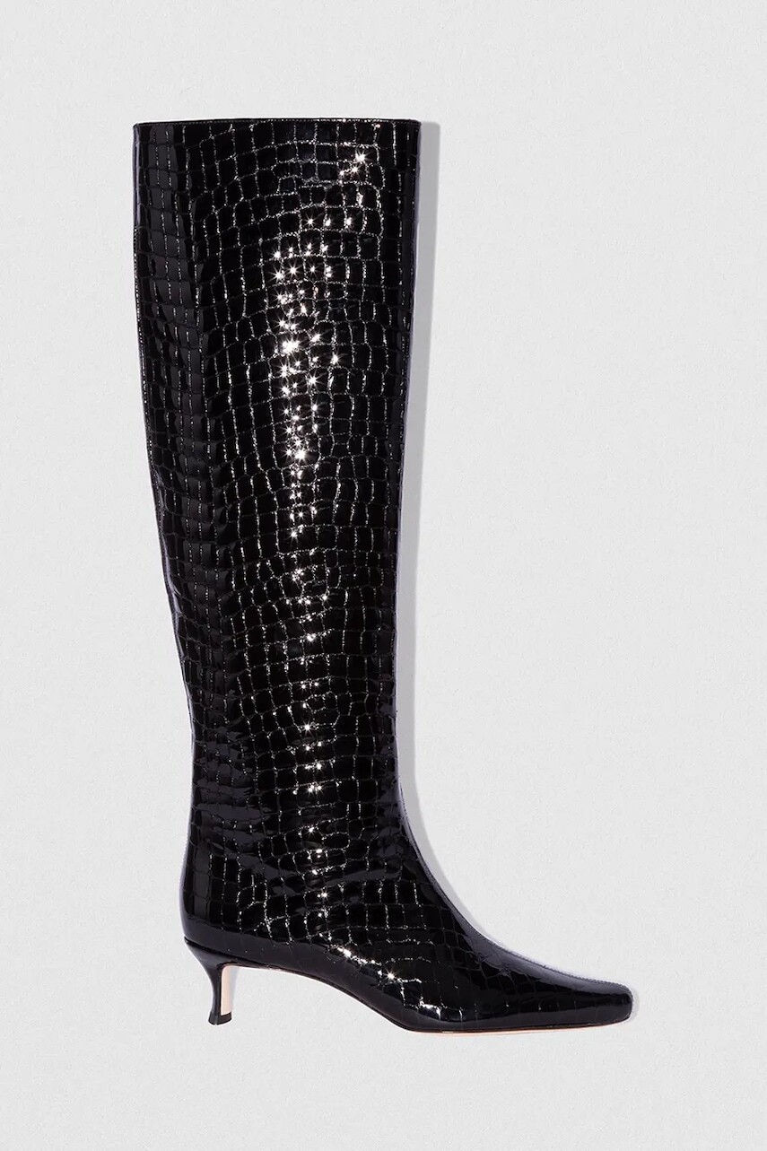 Kožené čižmy By Far Stevie 42 dámske, čierna farba, na vysokom podpätku, MWFBO066CL033BK001PL