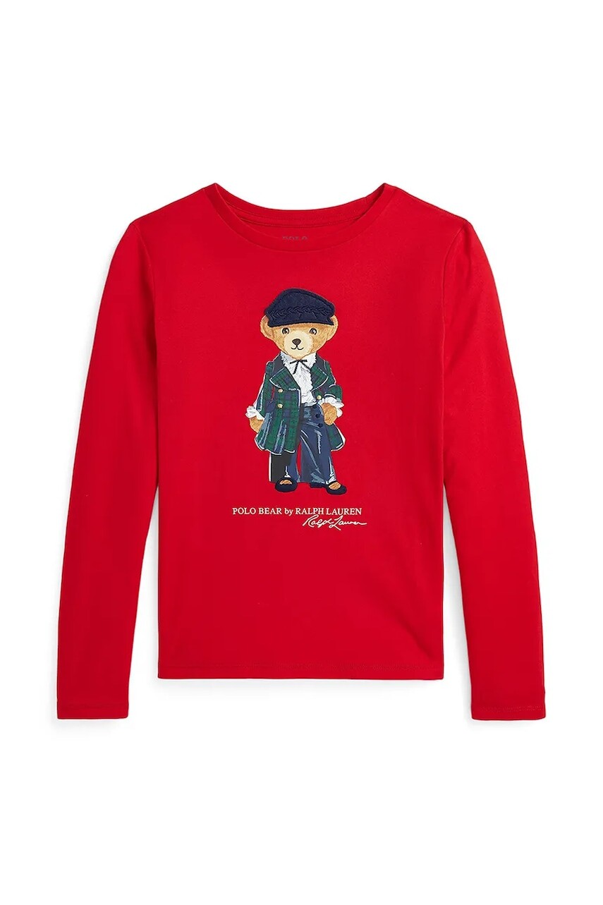 Detská bavlnená košeľa s dlhým rukávom Polo Ralph Lauren červená farba, 313952134002