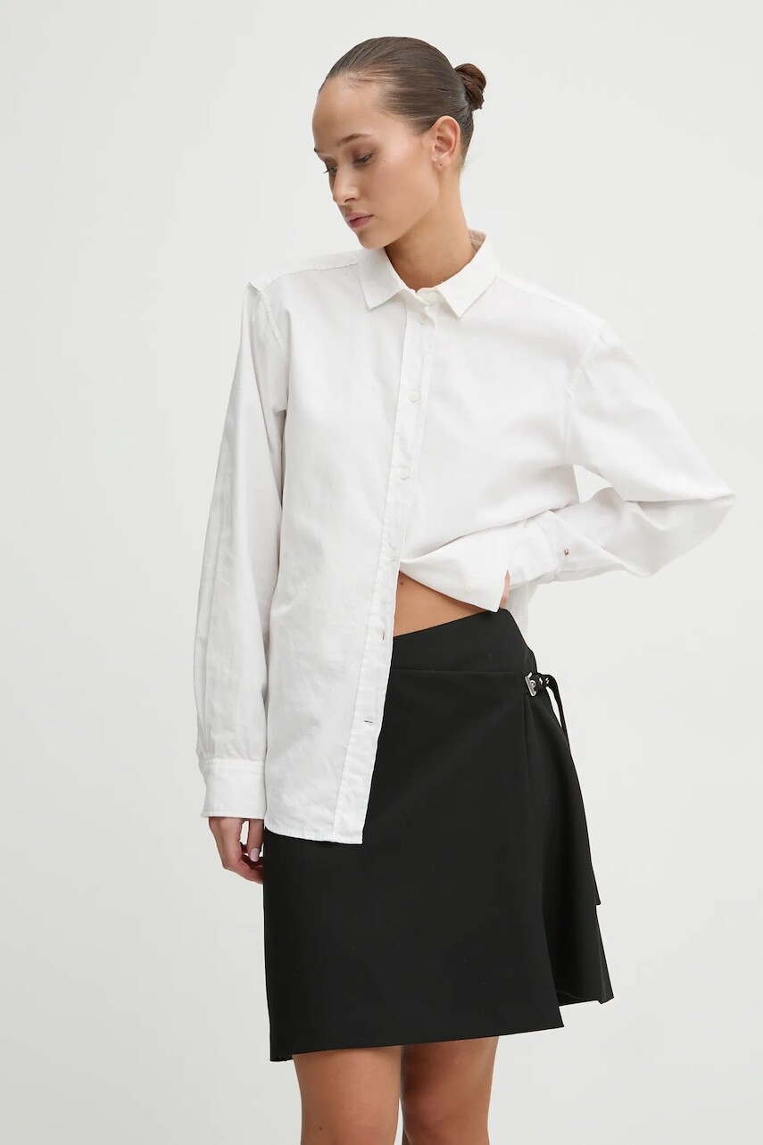 Sukňa HUGO čierna farba, mini, rovný strih, 50530975