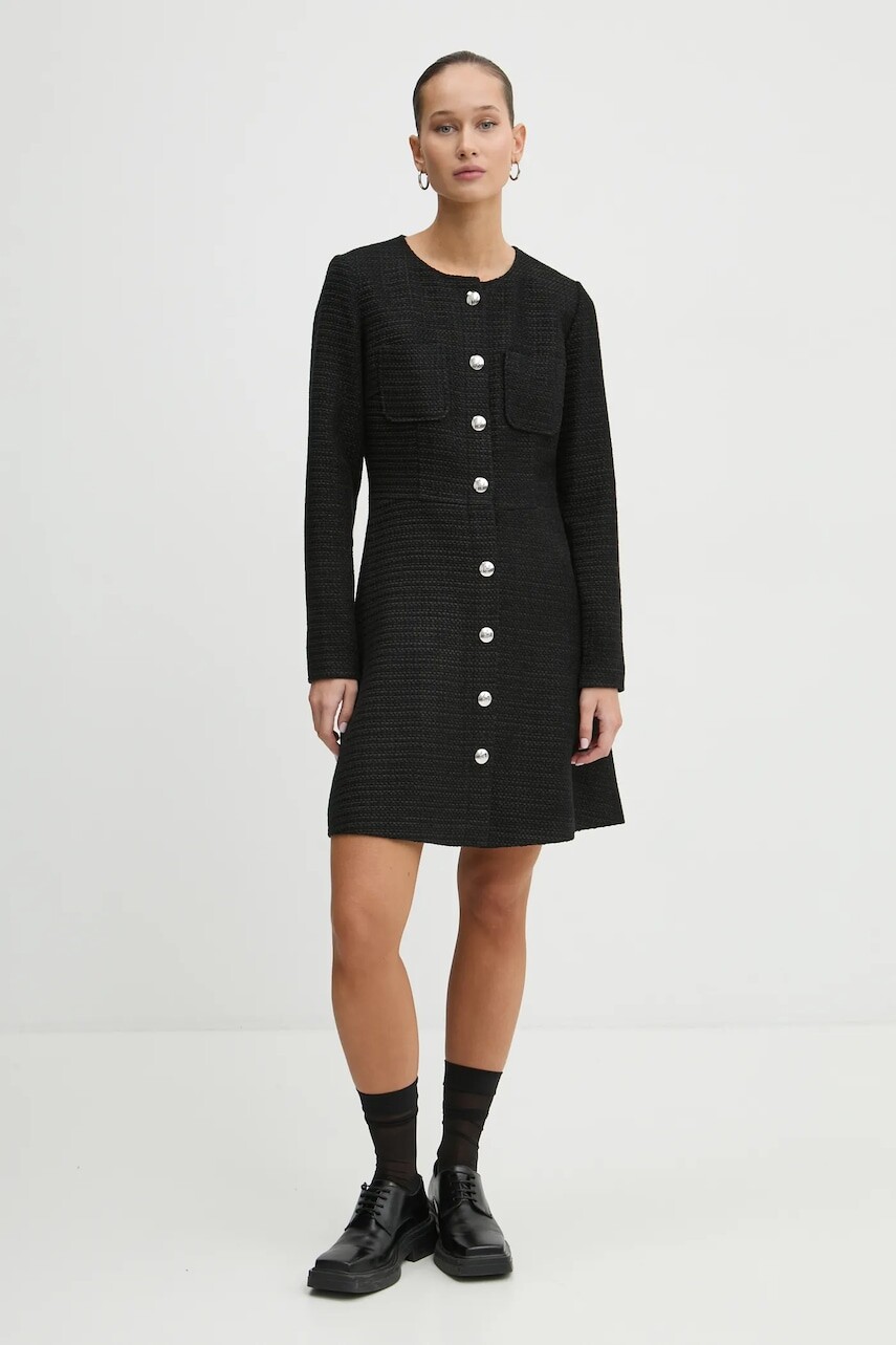 Šaty HUGO čierna farba, mini, rovný strih, 50530474