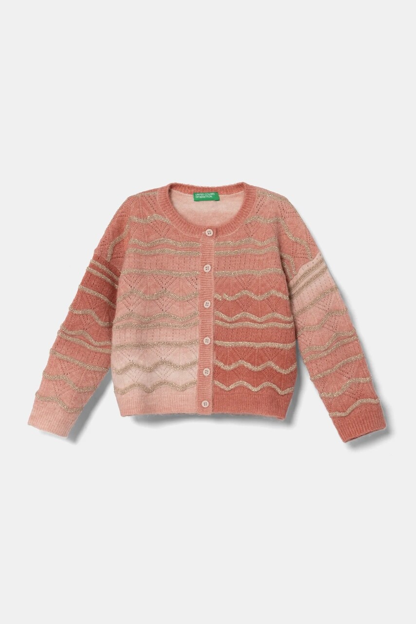 Detský sveter United Colors of Benetton ružová farba, 18BXG500L