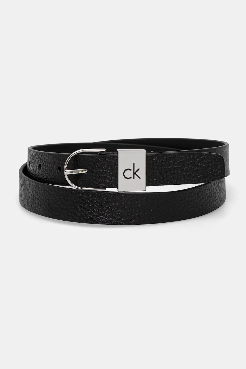 Kožený opasok Calvin Klein dámsky, čierna farba, K60K612856