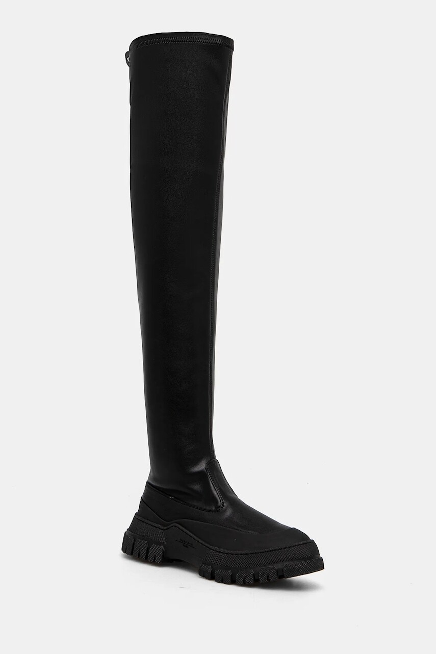 Vysoké čižmy Weekend Max Mara BALLATA dámske, čierna farba, na plochom podpätku, 2425796075600