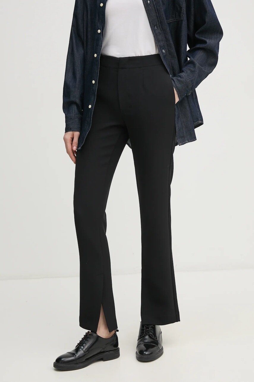 Nohavice Calvin Klein Jeans dámske, čierna farba, rovné, vysoký pás, J20J224853