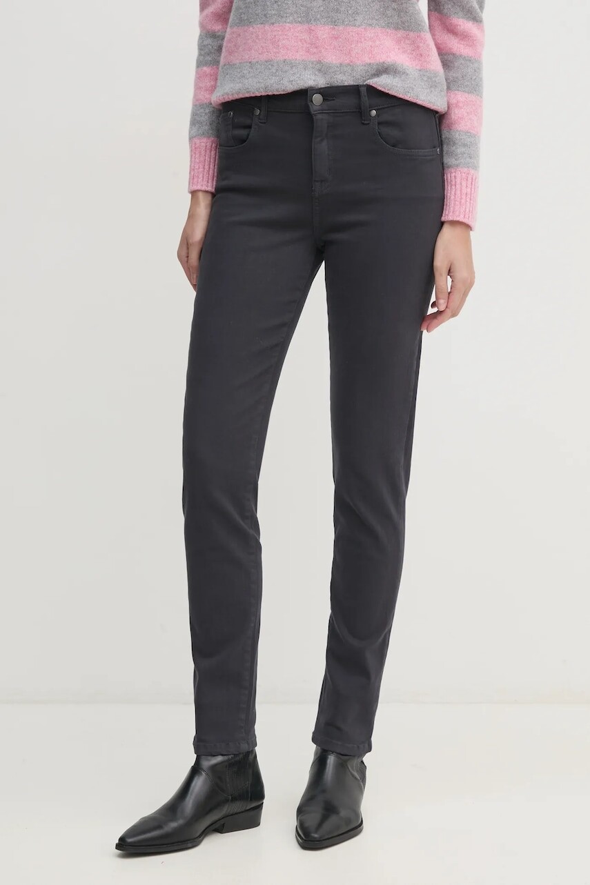 Nohavice Barbour dámske, šedá farba, priliehavé, stredne vysoký pás, LTR0158