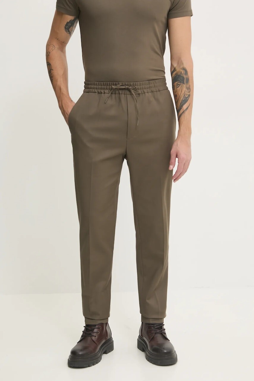 Nohavice Calvin Klein pánske, zelená farba, rovné, K10K113934