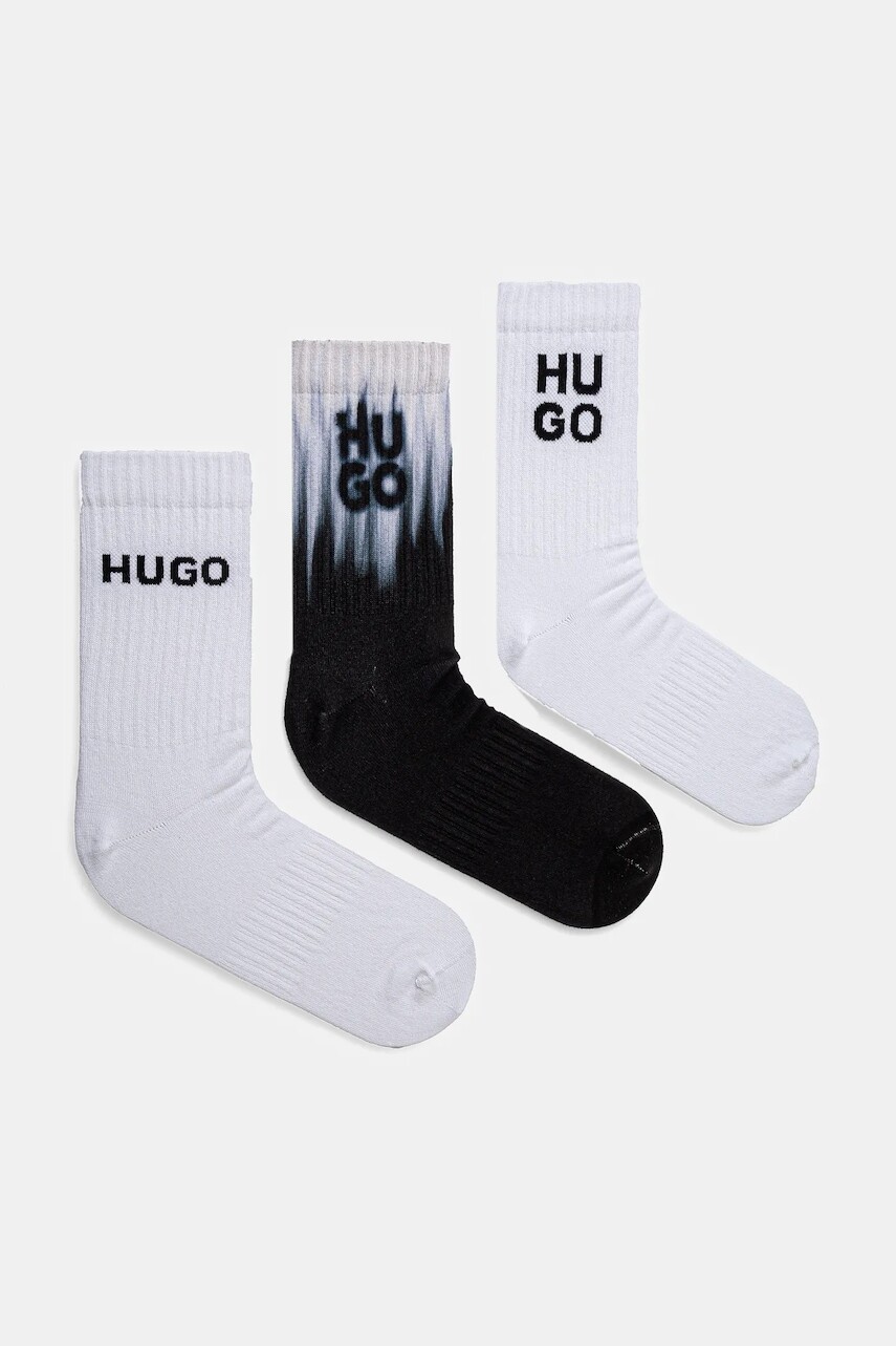 Ponožky HUGO 3-pak pánske, biela farba, 50531488