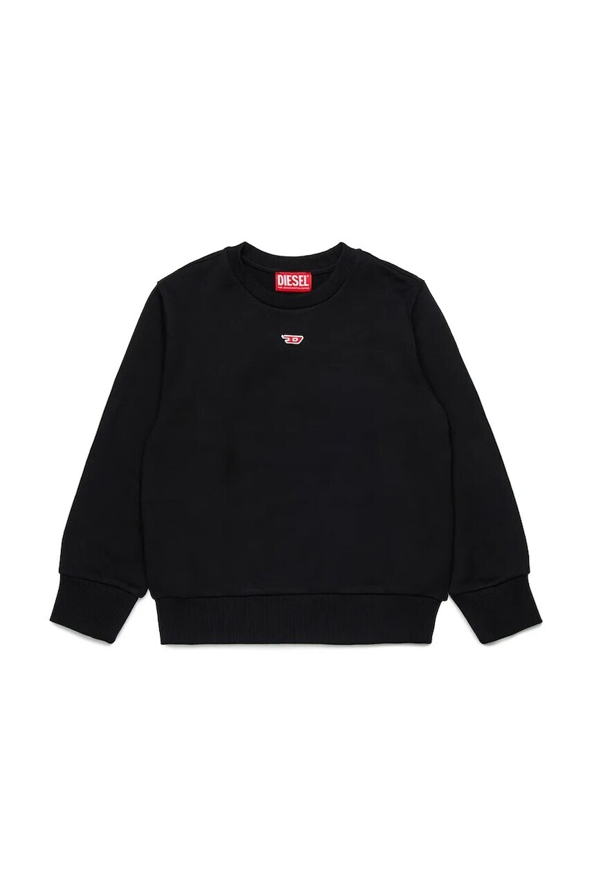 Detská bavlnená mikina Diesel SGINND OVER SWEAT-SHIRT čierna farba, jednofarebná, J02234