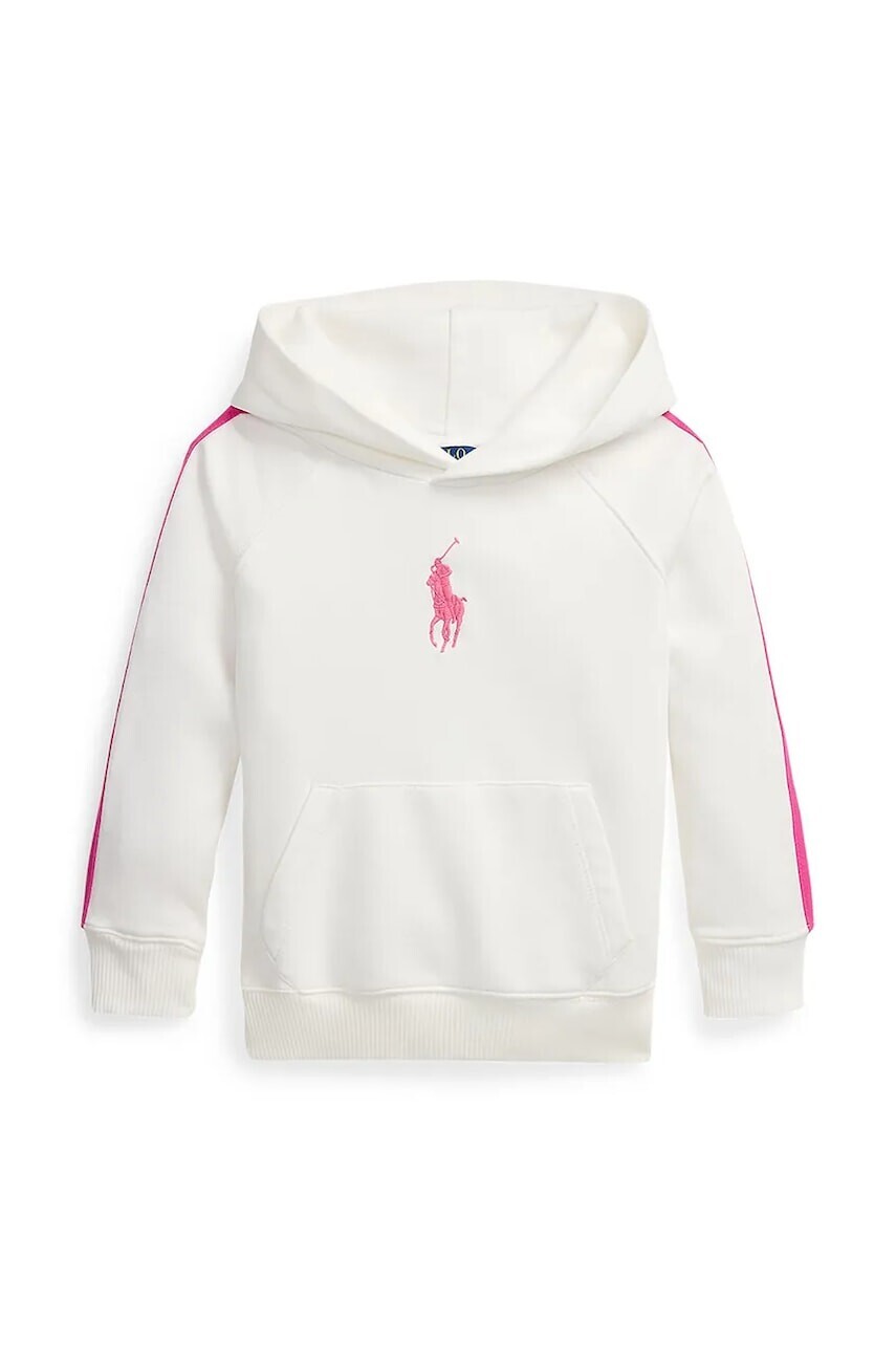 Detská mikina Polo Ralph Lauren biela farba, s kapucňou, s nášivkou, 312957348001