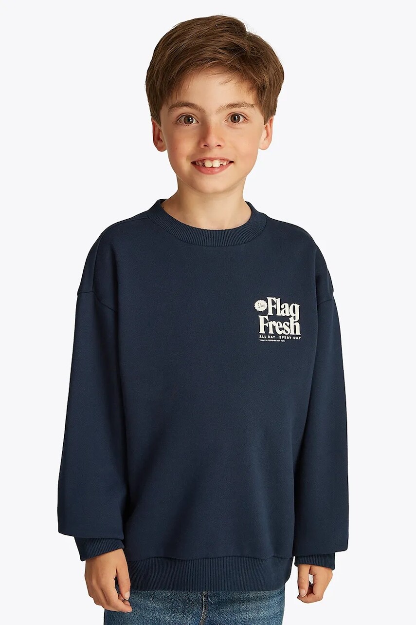 Detská mikina Tommy Hilfiger tmavomodrá farba, s potlačou, KB0KB09596