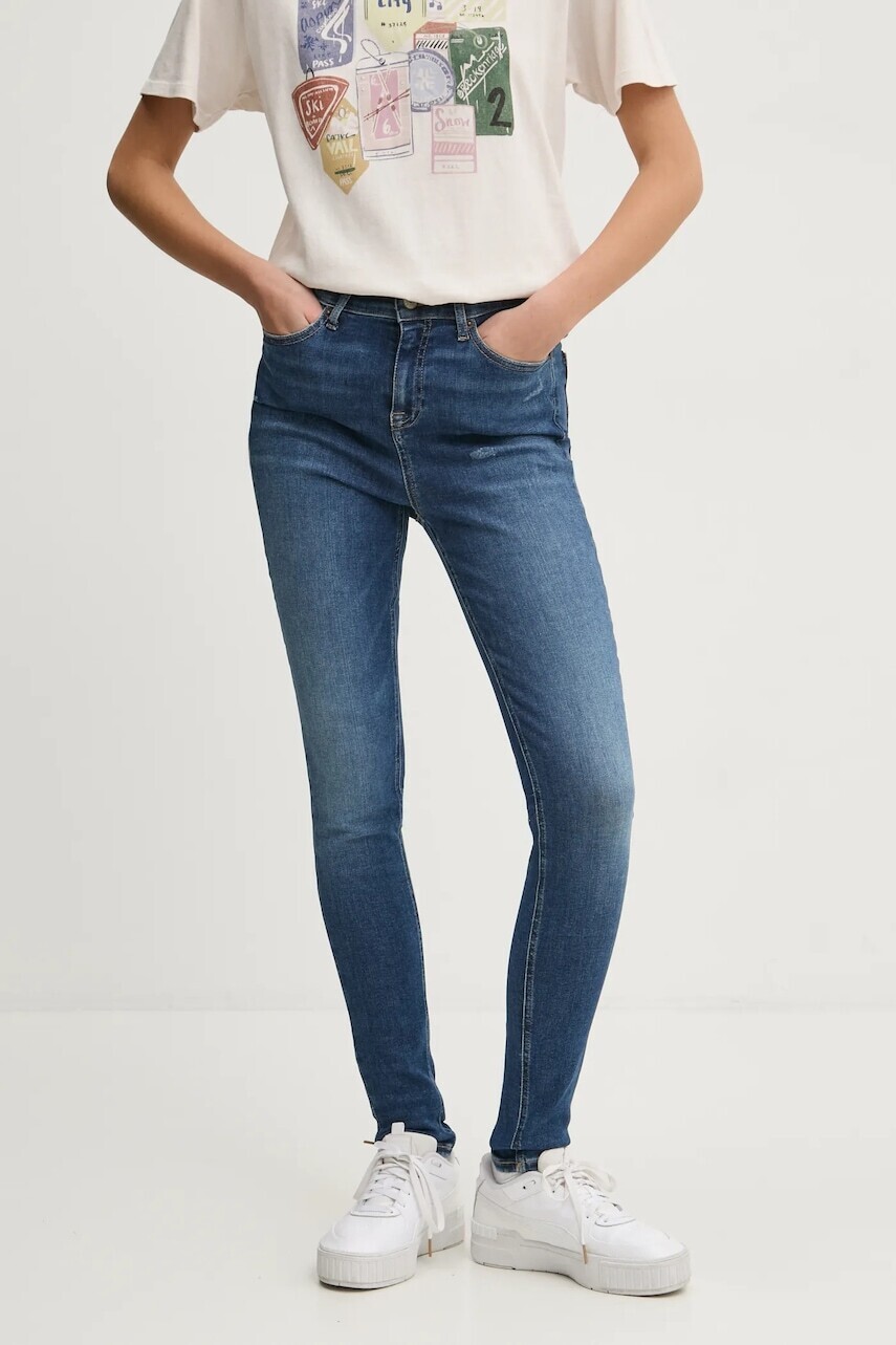 Rifle Tommy Jeans dámske, tmavomodrá farba, DW0DW19549