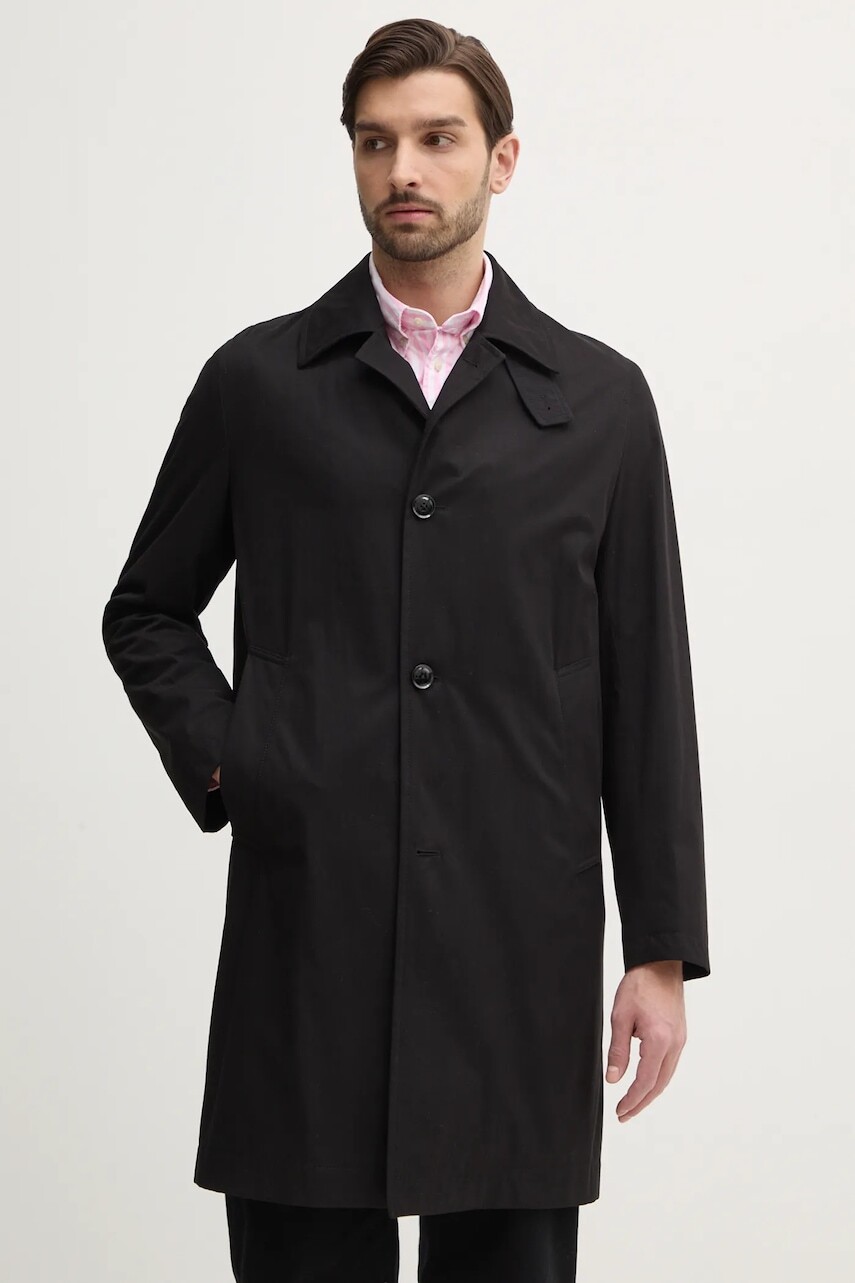 Kabát BOSS pánsky, čierna farba, prechodný, oversize, 50540478