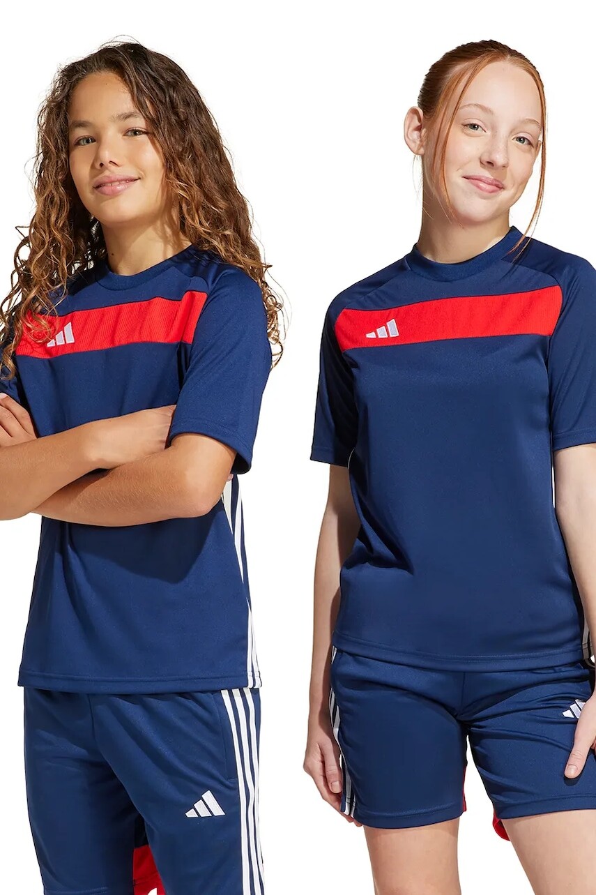 Detské tričko adidas Performance tmavomodrá farba, s nášivkou, JD0586