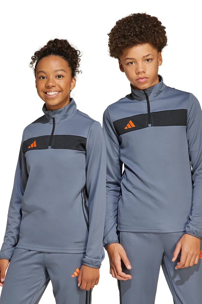 Detská mikina adidas Performance šedá farba, s nášivkou, JD0567