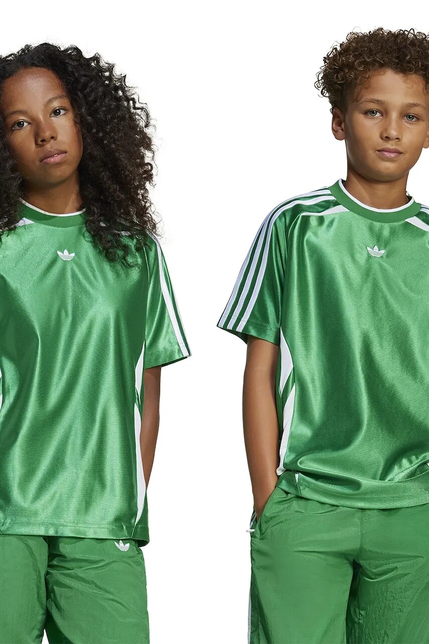 Detské tričko adidas Originals zelená farba, s nášivkou, JC9124