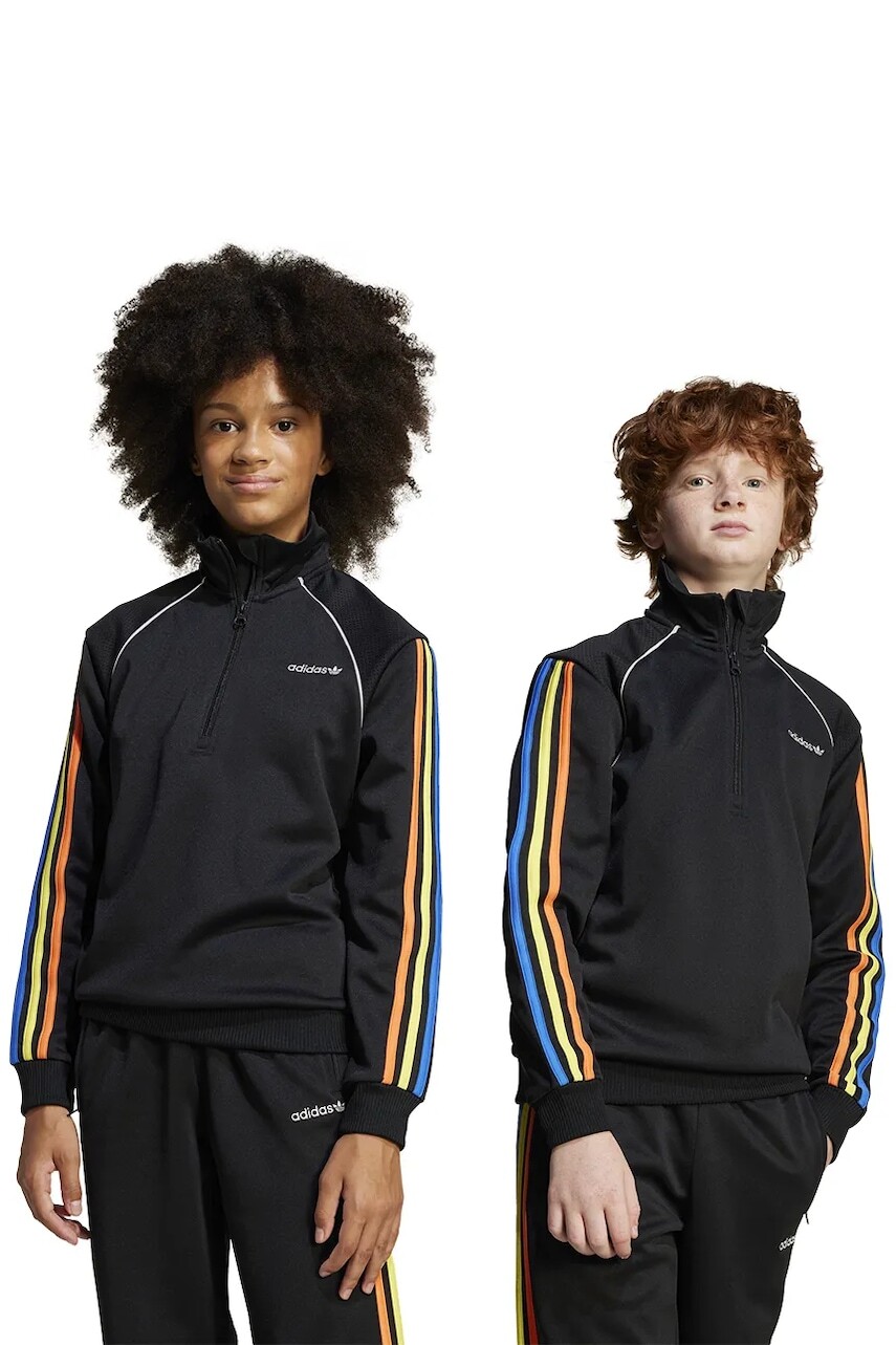Detská mikina adidas Originals čierna farba, s nášivkou, JC8402