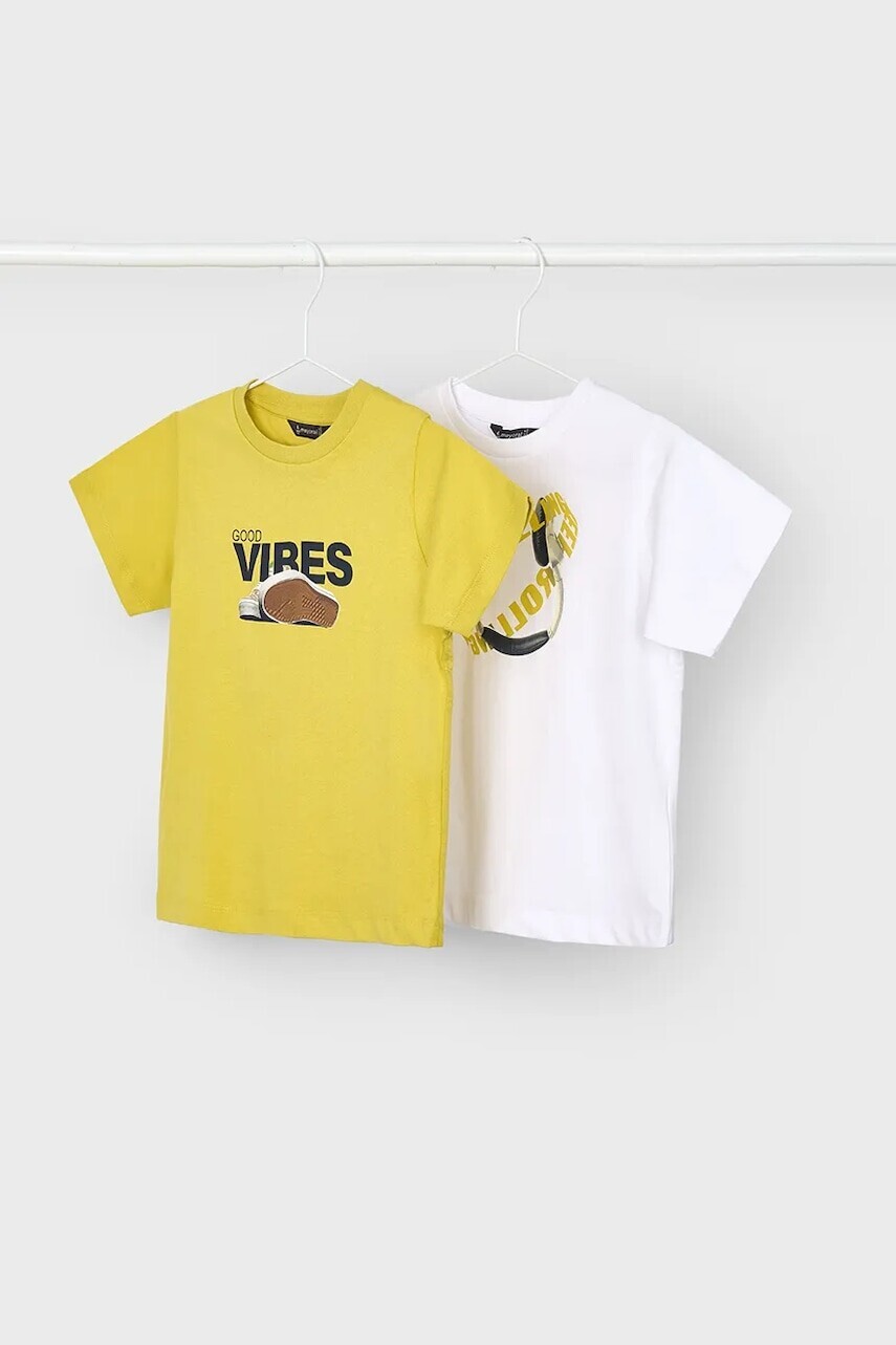 Detské bavlnené tričko Mayoral 2-pak zelená farba, s potlačou, 3040