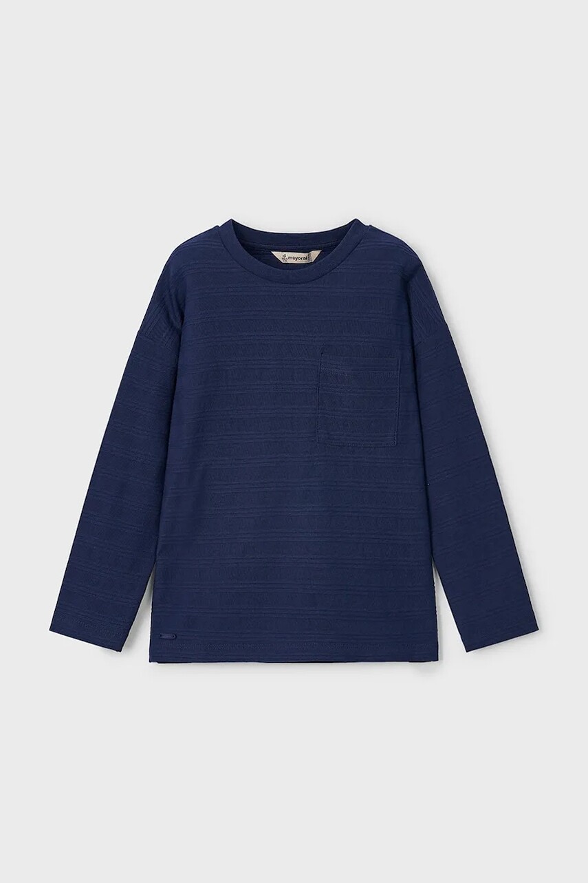 Detská bavlnená košeľa s dlhým rukávom Mayoral tmavomodrá farba, jednofarebná, 3050