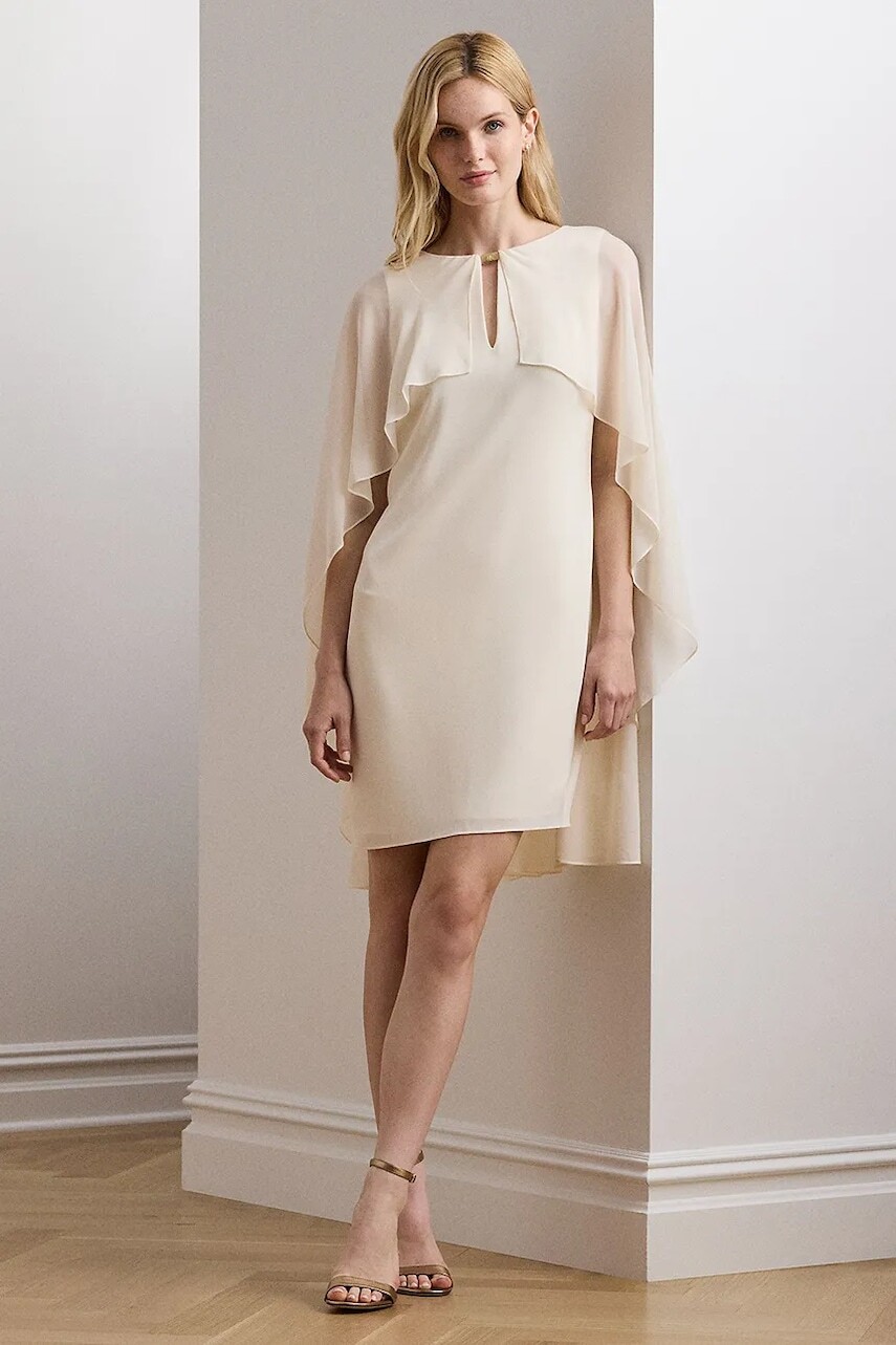 Šaty Lauren Ralph Lauren béžová farba, mini, rovný strih, 253957566