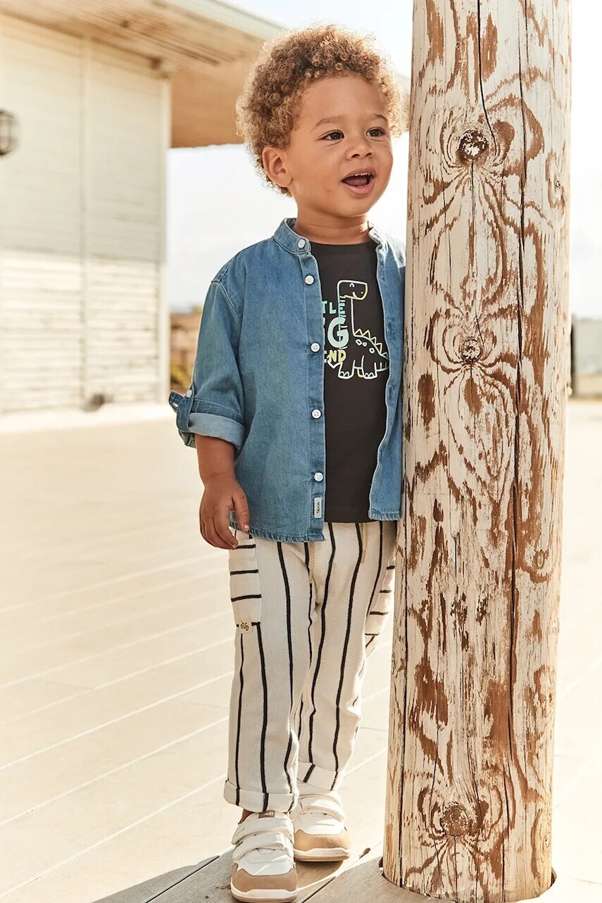 Detské bavlnené nohavice Mayoral béžová farba, vzorované, 1584