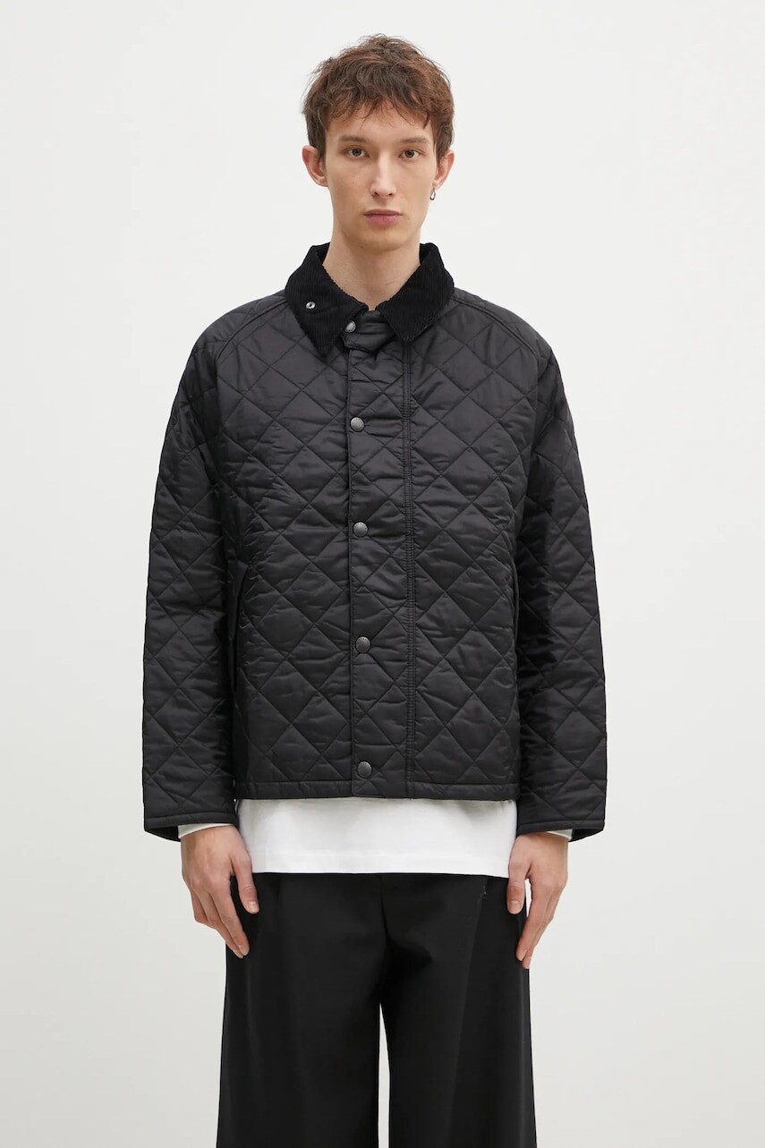 Bunda Barbour OS Transport Quilted Jacket pánska, čierna farba, prechodná, oversize, MQU1796