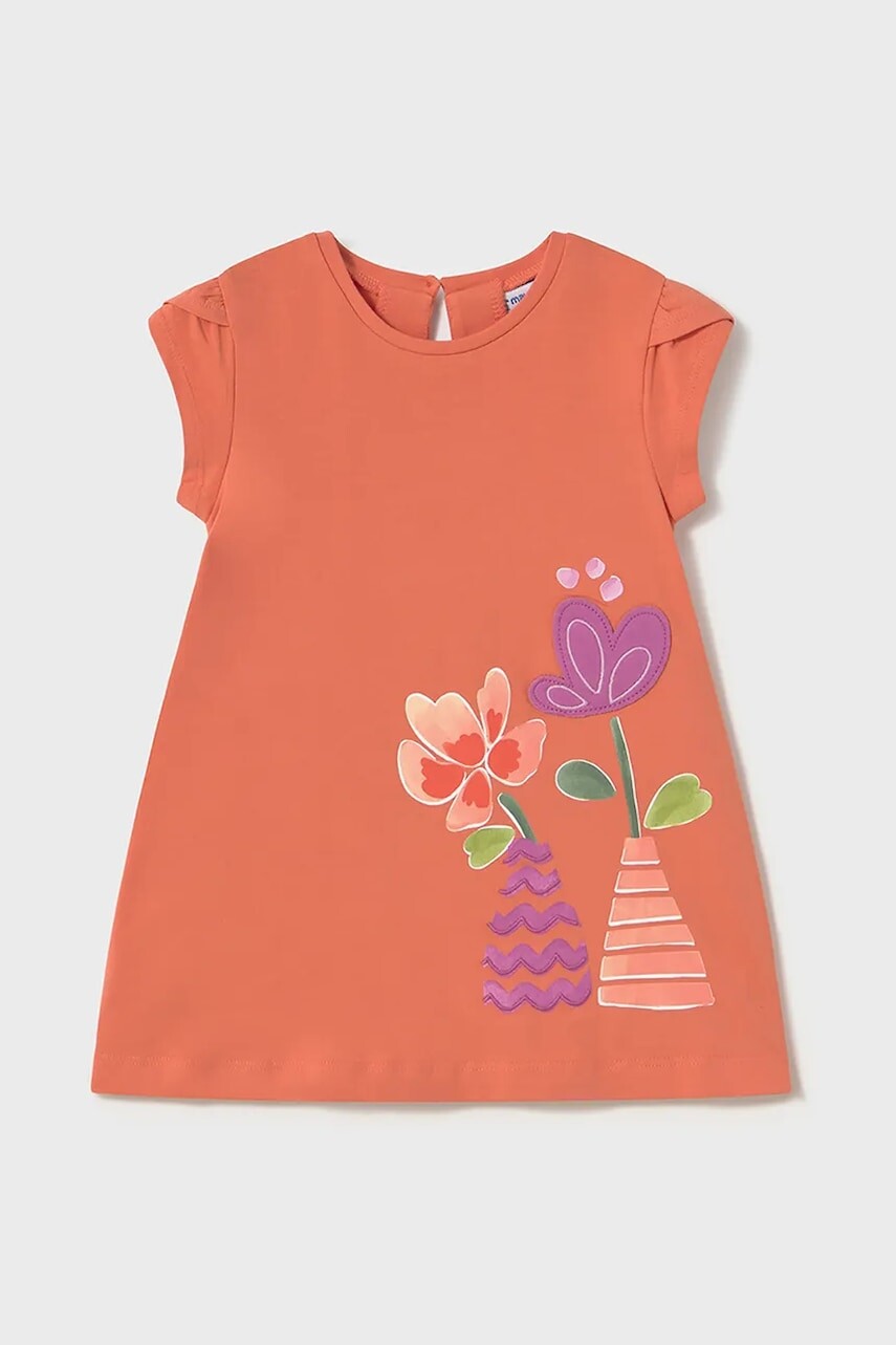 Dievčenské šaty Mayoral oranžová farba, mini, rovný strih, 1922