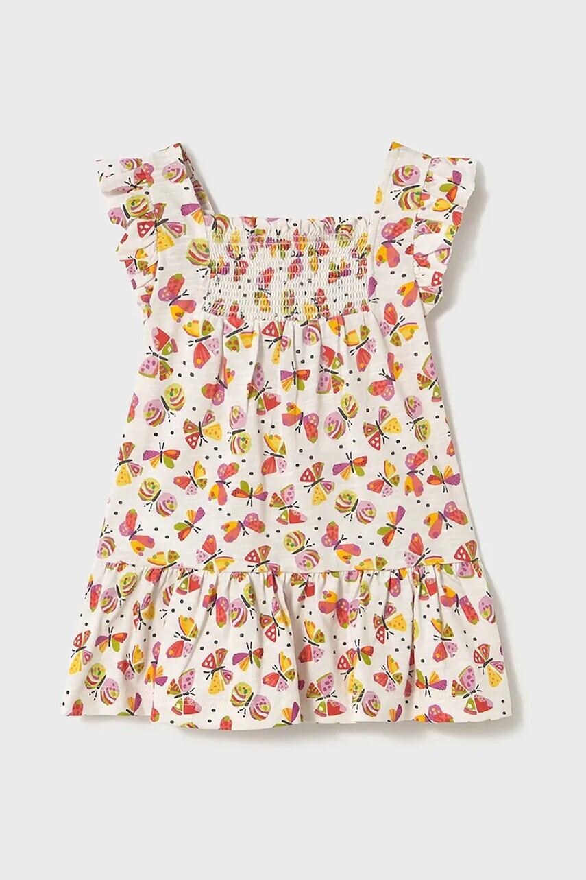 Dievčenské bavlnené šaty Mayoral ružová farba, mini, áčkový strih, 1928