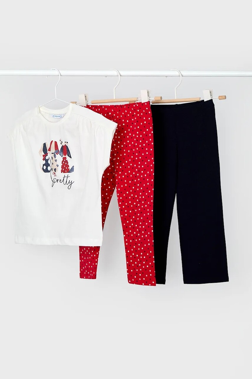 Detská bavlnená súprava Mayoral červená farba, 3707