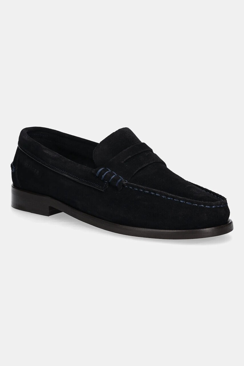 Semišové mokasíny Tommy Hilfiger CLASSIC HILFIGER SUEDE LOAFER pánske, tmavomodrá farba, FM0FM05363