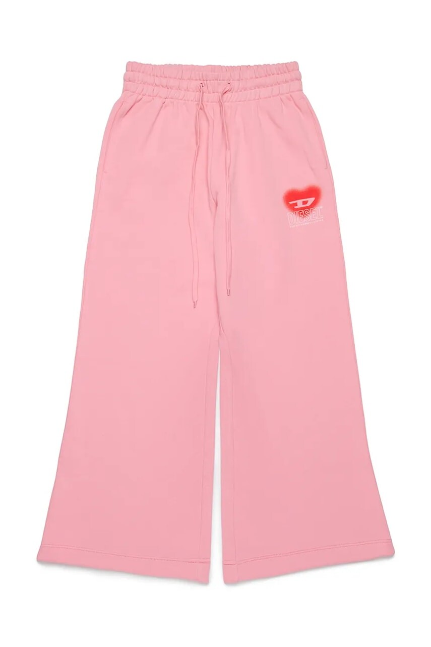Detské bavlnené tepláky Diesel PCUORE TROUSERS ružová farba, s potlačou, J02231
